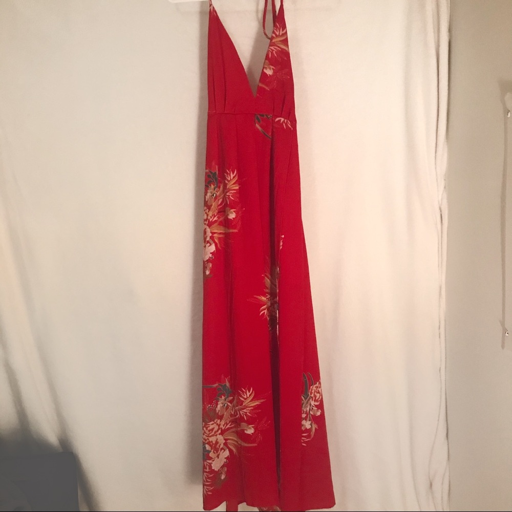 Red maxi dress with slit - size small